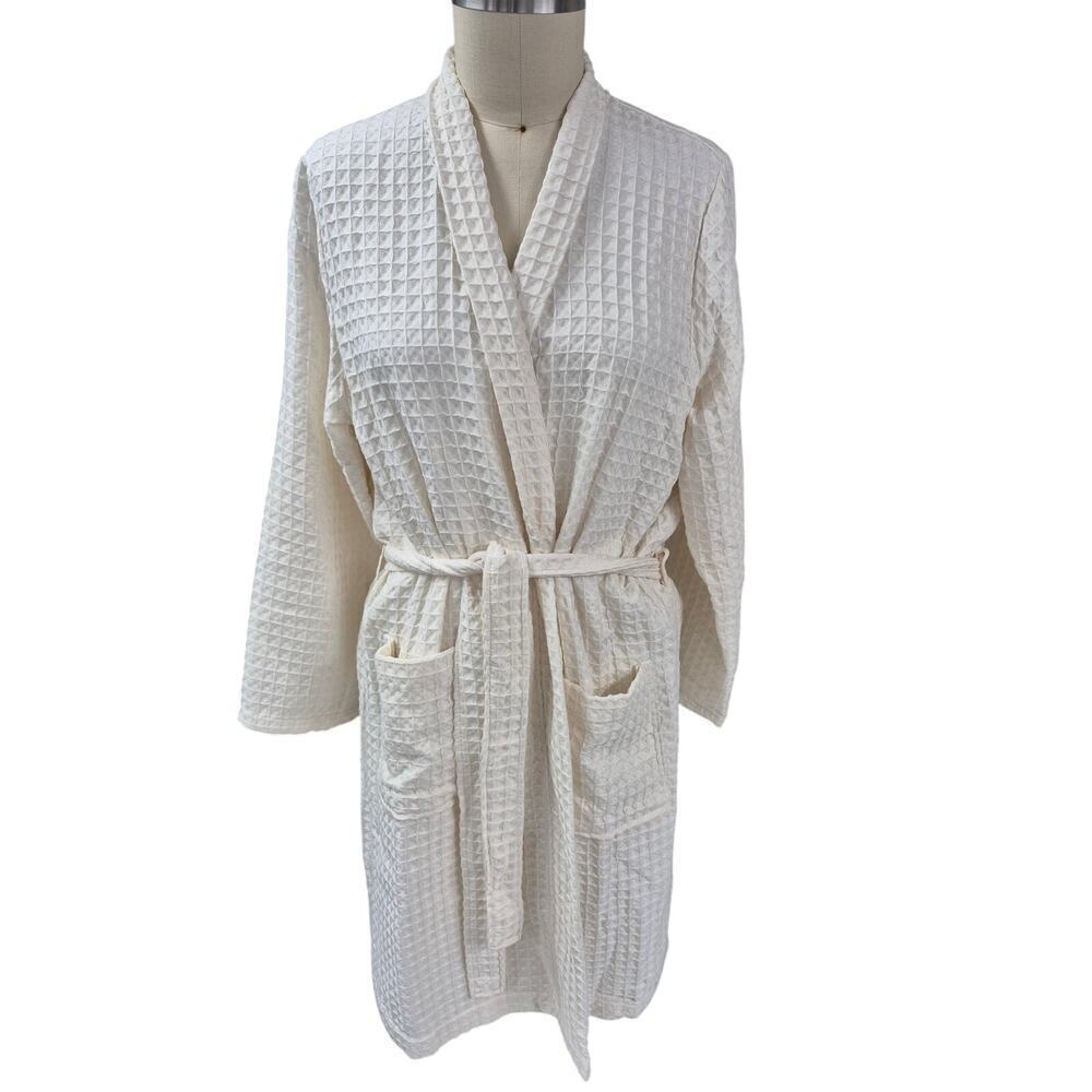 NWT Daydream by Berkshire Home Vanilla Waffle Textured Cotton/Poly Robe Sz L
